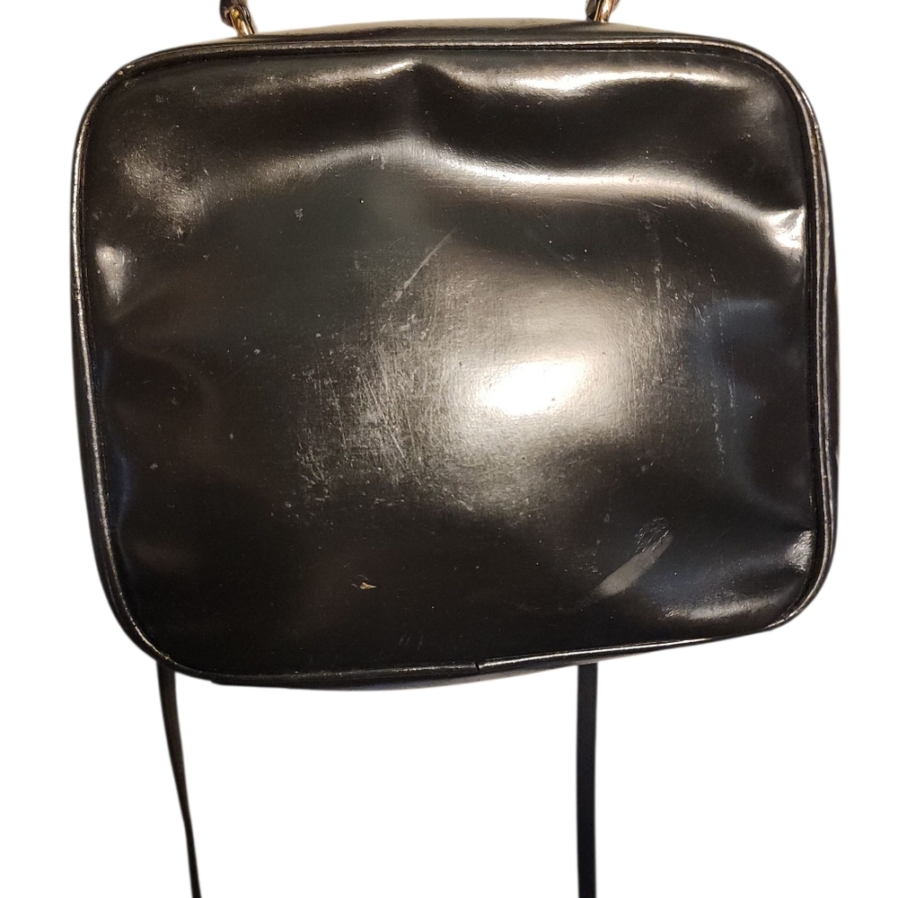 Gucci Black Patent Vanity Lunch Box Top Handle Bag Crossbody Authentic 100% - Picture 11 of 15